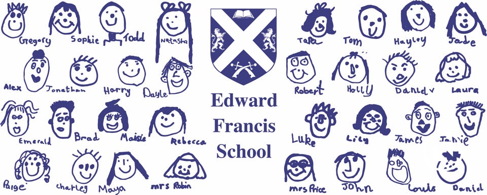 school mugs with childres's class drawings