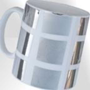 Bone china mug with platinum silver screen printing