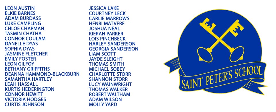Class year names list and badge printed on a school mug