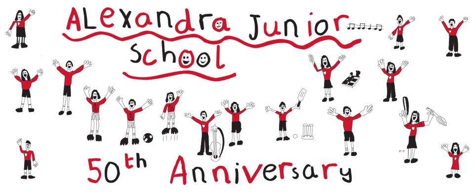 Artwotk layout for a school anniversary mug print